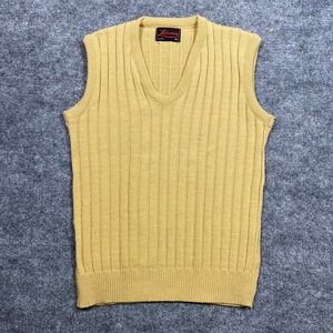 Vintage Lahmar Mustard Yellow Ribbed V-Neck Sweater Vest Women Medium RN 26766